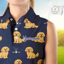 Load image into Gallery viewer, Funny Golden Retriever Womens Sleeveless Golf Polo Shirt Custom Team Ladies Golf Tops, Dog Lover Gift Nhn0214