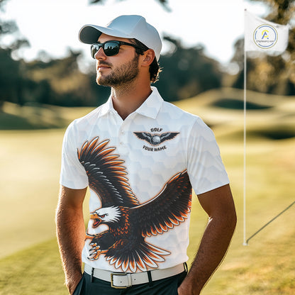Mens Golf Polo Shirt Custom Eagle Golf Shirts Personalized Golf Clubs White Team Golf Top NHN0082