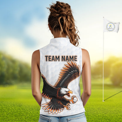 Womens Sleeveless Golf Polo Shirt Custom Eagle Golf Shirts Personalized Golf Clubs White Team Golf Top NHN0082