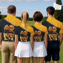 Load image into Gallery viewer, Funny Dragon Mens Golf Polo Shirts Custom Yellow And Blue Dragon Pattern Team Golf Outfits, Golf Gifts NHN0102