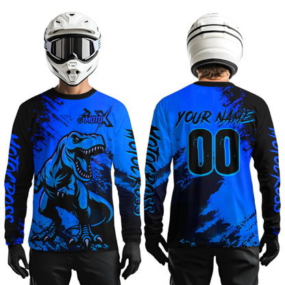 Blue Dinosaur Motocross Jersey Dirt Bike Shirts for Men Kid Women Racing Jersey XM417
