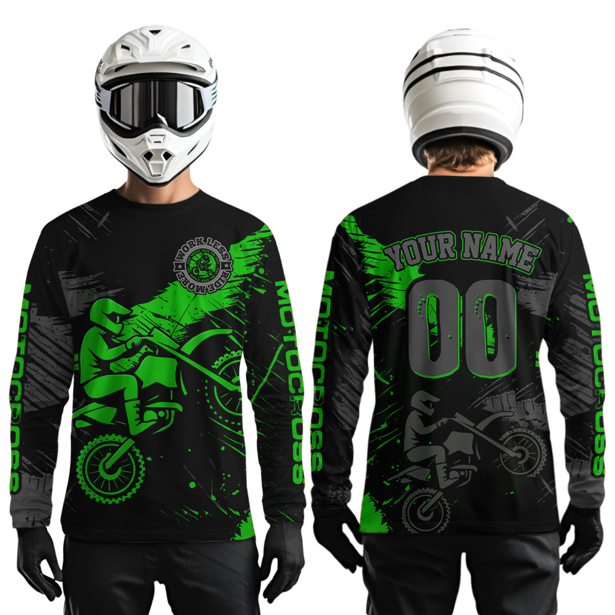 Custom Green Motocross Racing Jersey for Kid Women Men Personalized Dirt Bike Shirts XM425