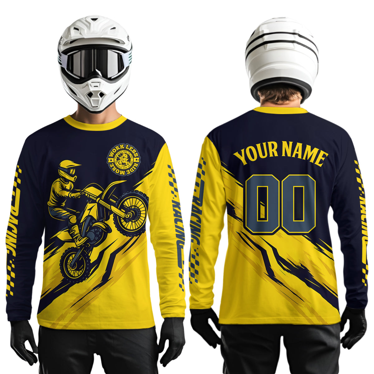 Yellow Motocross Jersey Custom for Men Women Kid Dirt Bike Shirts Motorcycle Shirt XM434