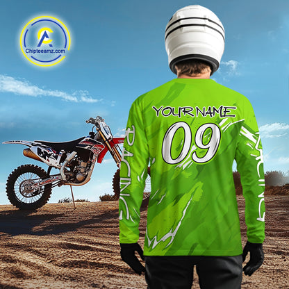 Green Custom Motocross Jersey for Men Women Kid Dirt Bike Shirts Motorcycle Shirt XM438