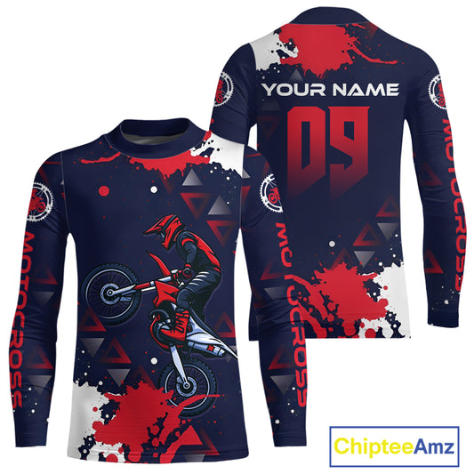 Red and Blue Motocross Jersey Custom for Men Women Kid Dirt Bike Shirts Riding Shirt XM462