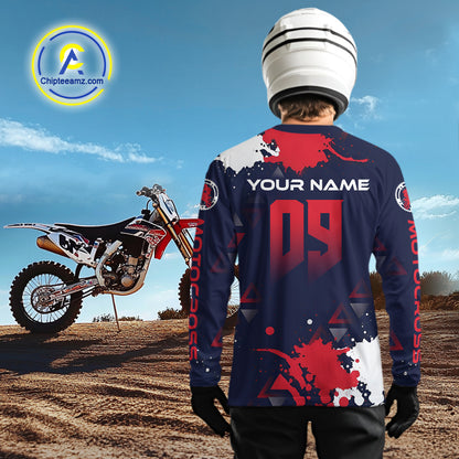 Red and Blue Motocross Jersey Custom for Men Women Kid Dirt Bike Shirts Riding Shirt XM462