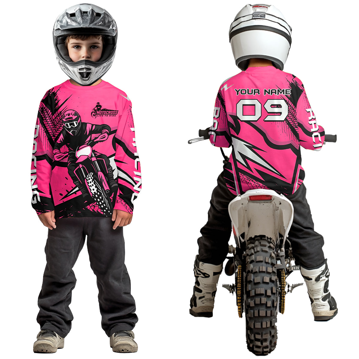 Pink Custom Motocross Jersey Men Women Kid Dirt Bike Shirts Off road Riding Shirt XM465