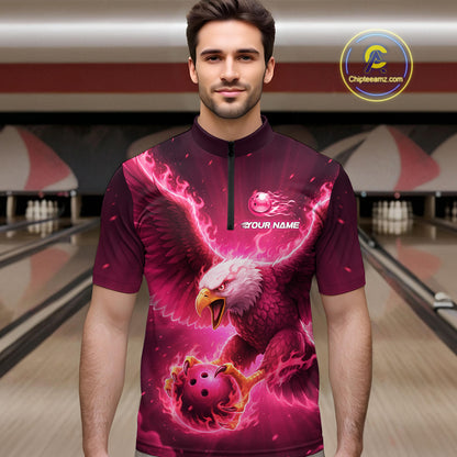Pink Eagle Bowling Shirts for Team Women Men Custom Bowling Polo & 1/4 Zip Shirt MBL235