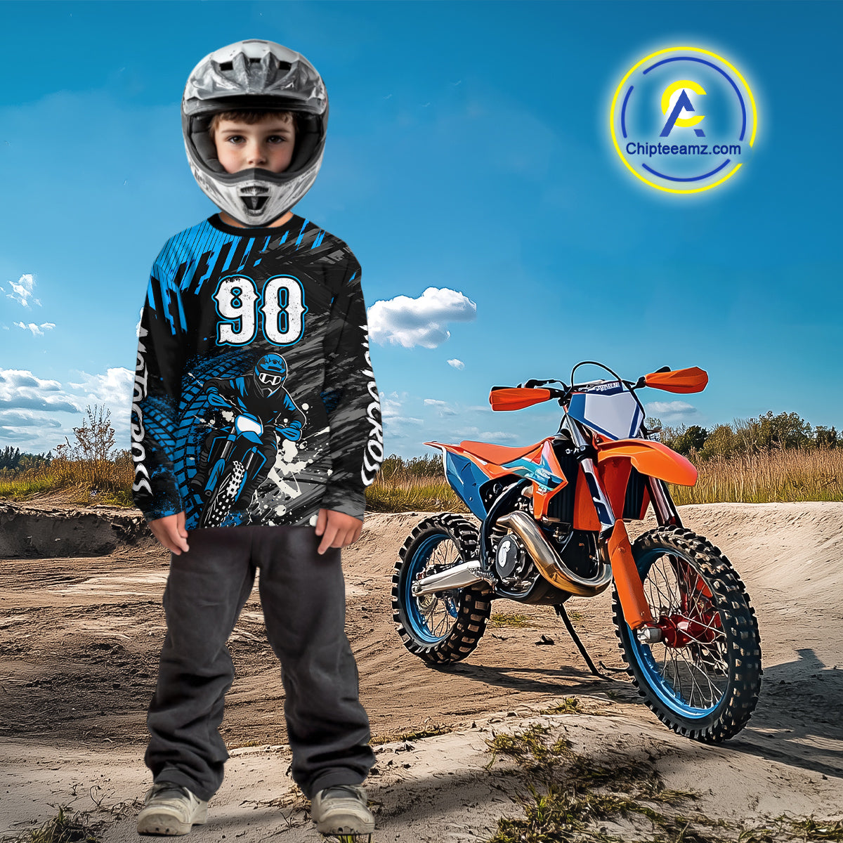 Custom Blue Motocross Jersey Men Kid Women Dirt Bike Jersey Motorcycle Riding Shirt XM485