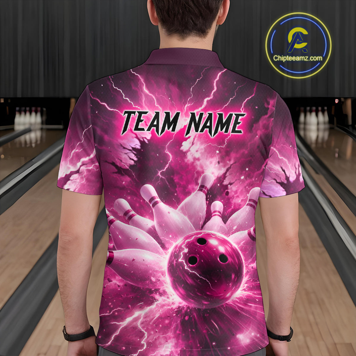 Pink Lightning Thunder Bowling Shirts Yellow for Team Women Men Bowling Jersey MBL247