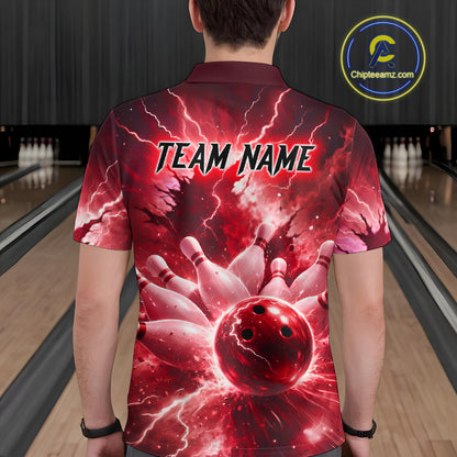 Red Lightning Thunder Bowling Shirts Yellow for Team Women Men Bowling Jersey MBL247