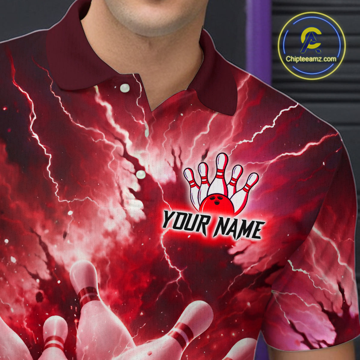 Red Lightning Thunder Bowling Shirts Yellow for Team Women Men Bowling Jersey MBL247