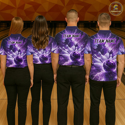 Purple Lightning Thunder Bowling Shirts Yellow for Team Women Men Bowling Jersey MBL247