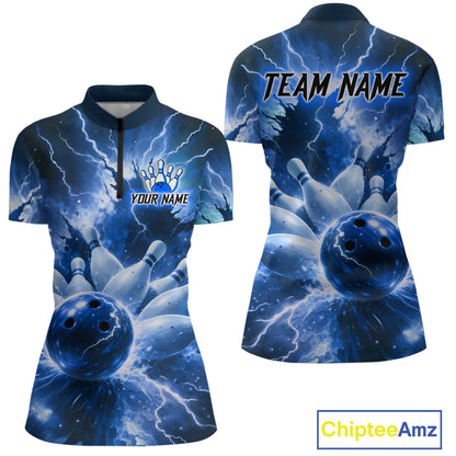 Blue Lightning Thunder Bowling Shirts Yellow for Team Women Men Bowling Jersey MBL247