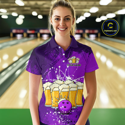 Beer Bowling Shirts Team Women Men Custom Purple Bowling Jersey Bowl League MBL249