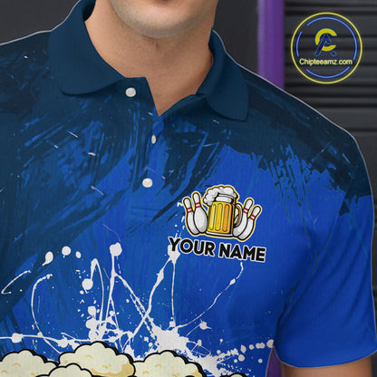 Beer Bowling Shirts Team Women Men Custom Blue Bowling Jersey Bowl League MBL249