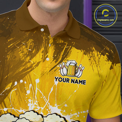 Beer Bowling Shirts Team Women Men Custom Yellow Bowling Jersey Bowl League MBL249