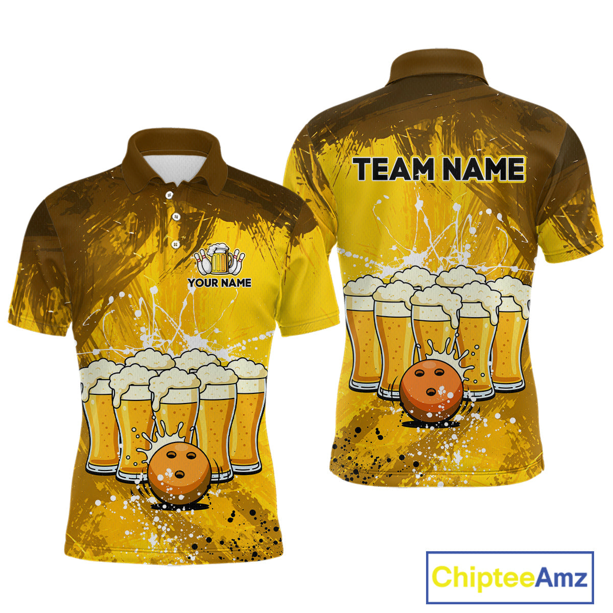 Beer Bowling Shirts Team Women Men Custom Yellow Bowling Jersey Bowl League MBL249
