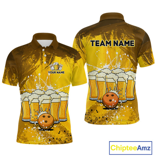 Beer Bowling Shirts Team Women Men Custom Yellow Bowling Jersey Bowl League MBL249