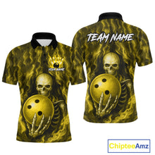 Load image into Gallery viewer, Yellow Skull Bowling Shirts for Team Men Women Custom Bowling Jerseys for Bowlers MBL206