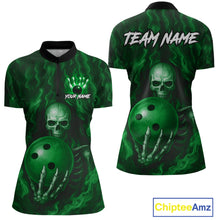 Load image into Gallery viewer, Green Skull Bowling Shirts for Team Men Women Custom Bowling Jerseys for Bowlers MBL206