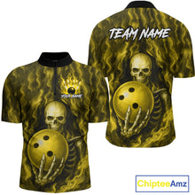 Load image into Gallery viewer, Yellow Skull Bowling Shirts for Team Men Women Custom Bowling Jerseys for Bowlers MBL206