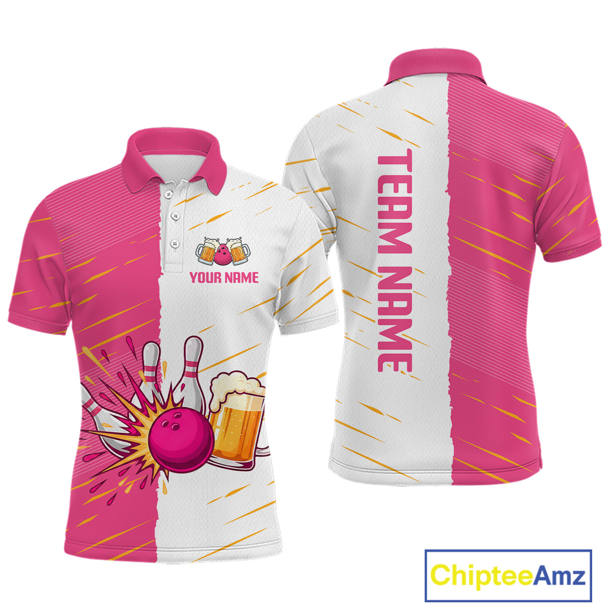 Beer Bowling Shirts Pink&White Beer Bowling Jersey for Team Women Men Bowl League MBL259