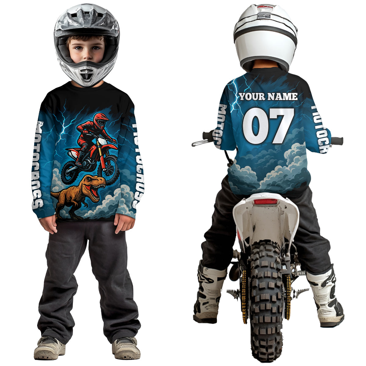 Blue Motocross Jersey Smoke Dirt Bike Shirts for Men Kid Women Racing Off road Jersey XM413