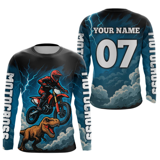 Blue Motocross Jersey Smoke Dirt Bike Shirts for Men Kid Women Racing Off road Jersey XM413