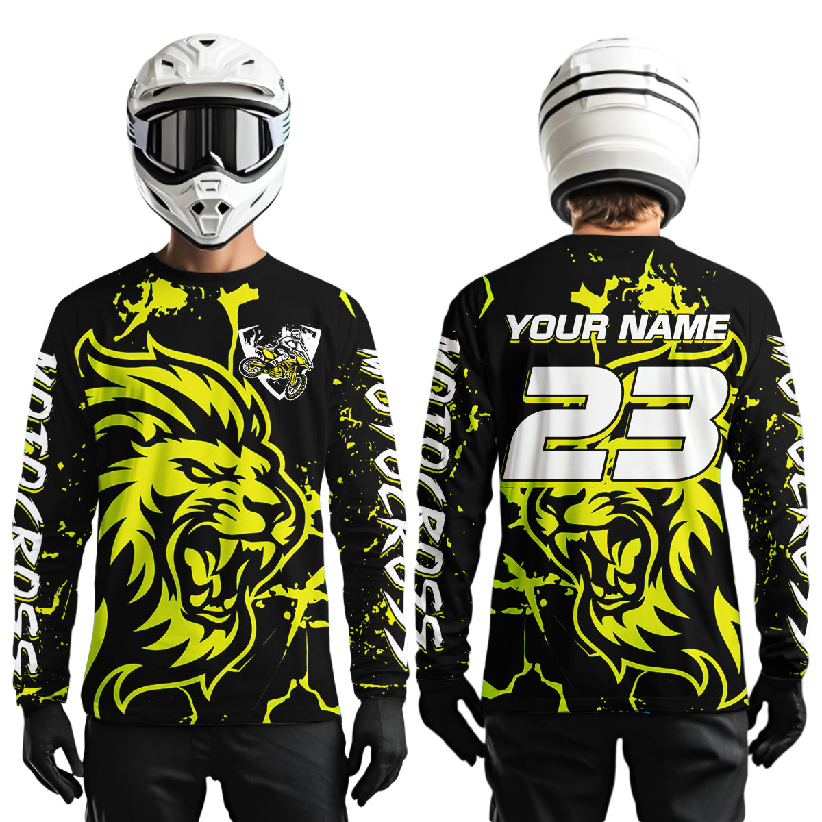 Yellow Lion Custom Motocross Racing Jersey Kid Women Men Dirt Bike Shirts Riding Shirt XM422