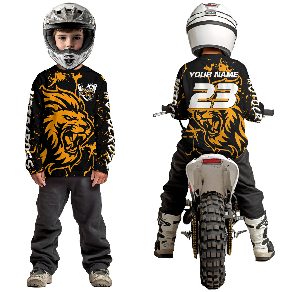 Orange Lion Custom Motocross Racing Jersey Kid Women Men Dirt Bike Shirts Riding Shirt XM422