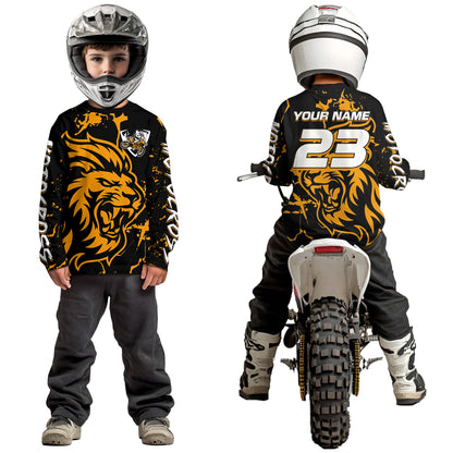 Orange Lion Custom Motocross Racing Jersey Kid Women Men Dirt Bike Shirts Riding Shirt XM422