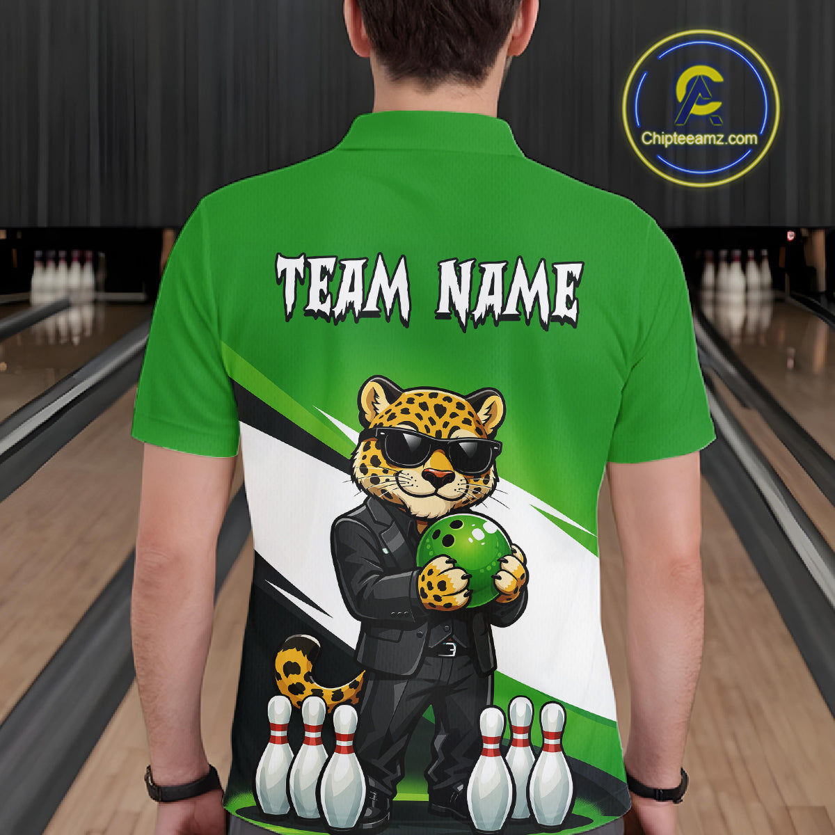 Custom Funny Leopard Bowling Jersey for Men Bowling Team Shirts Bowling League Polo & 1/4 Zip HNT497