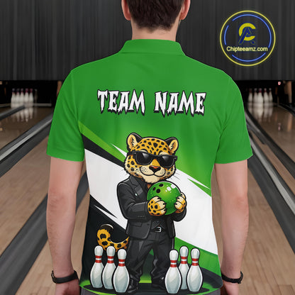 Custom Funny Leopard Bowling Jersey for Men Bowling Team Shirts Bowling League Polo & 1/4 Zip HNT497