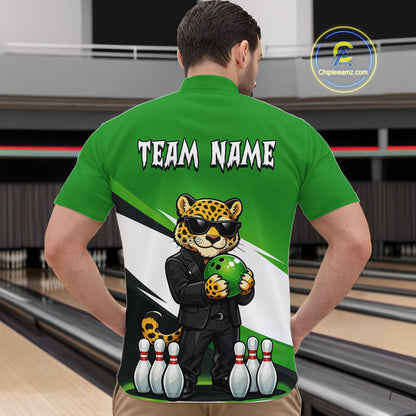 Custom Funny Leopard Bowling Jersey for Men Bowling Team Shirts Bowling League Polo & 1/4 Zip HNT497