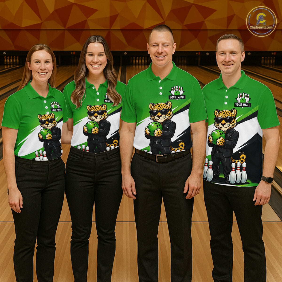 Custom Funny Leopard Bowling Jersey for Men Bowling Team Shirts Bowling League Polo & 1/4 Zip HNT497