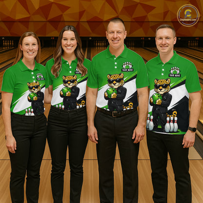 Custom Funny Leopard Bowling Jersey for Men Bowling Team Shirts Bowling League Polo & 1/4 Zip HNT497