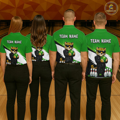 Custom Funny Leopard Bowling Jersey for Men Bowling Team Shirts Bowling League Polo & 1/4 Zip HNT497