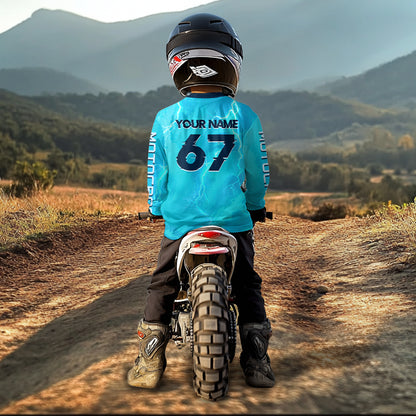 Lightning Blue Motocross Jersey for Kid Women Men Custom Dirt Bike Shirts Racing Shirt XM429