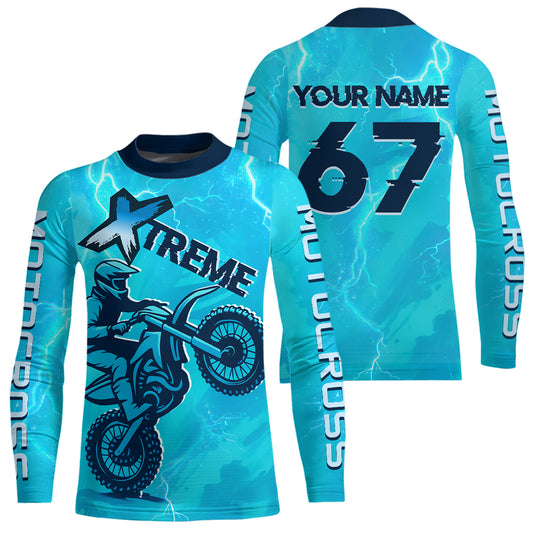 Lightning Blue Motocross Jersey for Kid Women Men Custom Dirt Bike Shirts Racing Shirt XM429
