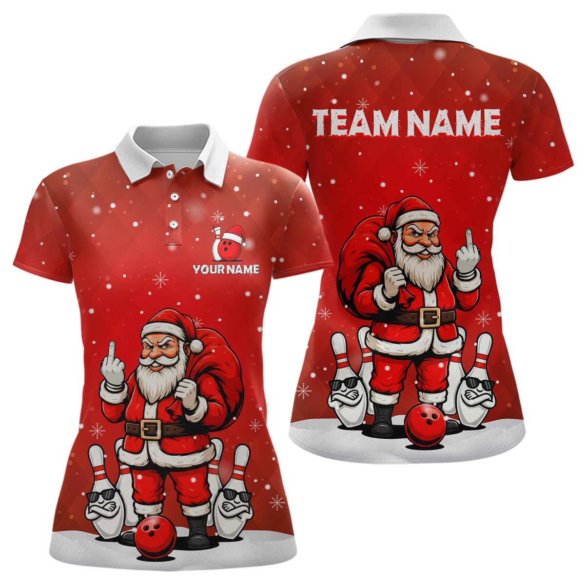 Funny Noel Bowling Shirts for Team Men Women Bowling Jerseys Polo and 1/4 Zip MBL214
