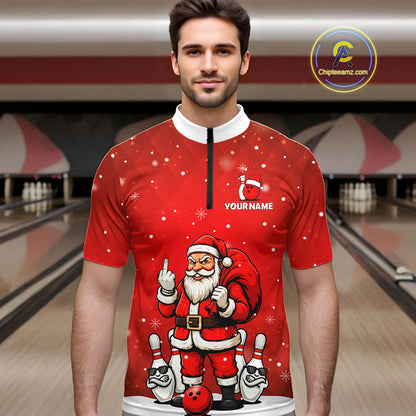 Funny Noel Bowling Shirts for Team Men Women Bowling Jerseys Polo and 1/4 Zip MBL214