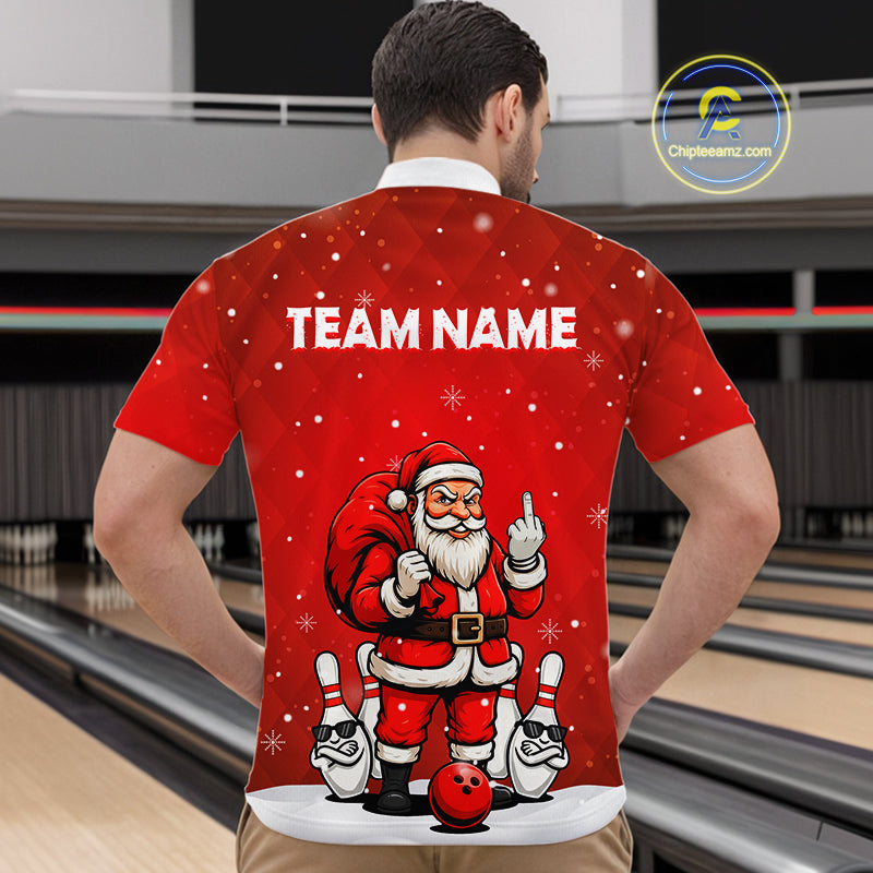 Funny Noel Bowling Shirts for Team Men Women Bowling Jerseys Polo and 1/4 Zip MBL214