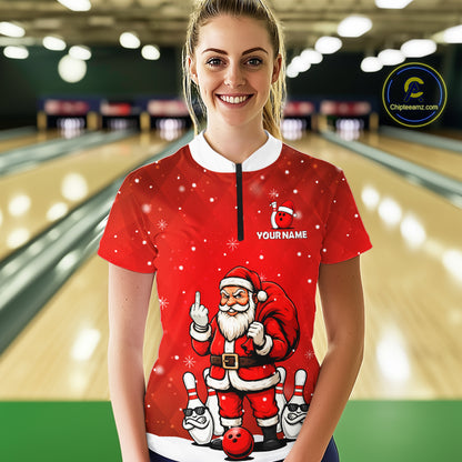 Funny Noel Bowling Shirts for Team Men Women Bowling Jerseys Polo and 1/4 Zip MBL214