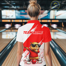 Load image into Gallery viewer, Funny Squirrel Bowling Shirts Team Men Women Bowling Jerseys Red Bowling Polo 1/4 Zip MBL215