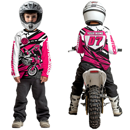 Pink Motocross Racing Jersey for Men Women Kid Custom Dirt Bike Shirts Riding Shirt XM446