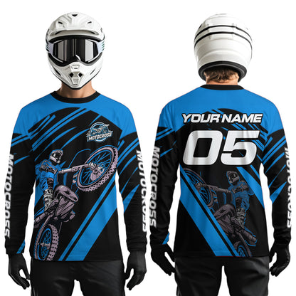 Blue Custom Motocross Jersey for Men Women Kid Dirt Bike Shirts Motorcycle Shirt XM456