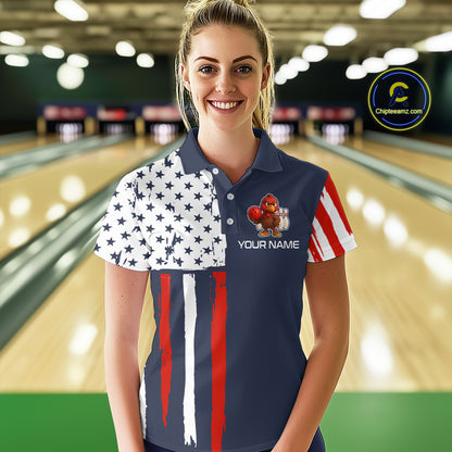 Patriotic Turkey Bowling Shirts for Women Men Team Bowling Jerseys for Thanksgiving MBL179
