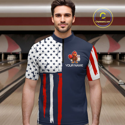 Patriotic Turkey Bowling Shirts for Women Men Team Bowling Jerseys for Thanksgiving MBL179