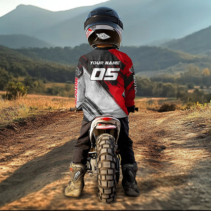 Red and Black Motocross Racing Jersey for Women Kid Men Dirt Bike Off road Shirt XM474